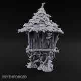 Frond-Thatched Idol-Carved Tribal Treehouse Hut Miniature for Dungeons and Dragons, Pathfinder or other TTRPGs