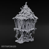 Frond-Thatched Idol-Carved Tribal Treehouse Hut Miniature for Dungeons and Dragons, Pathfinder or other TTRPGs