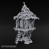 Frond-Thatched Idol-Carved Tribal Treehouse Hut Miniature for Dungeons and Dragons, Pathfinder or other TTRPGs