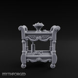 Fruit-Laden Scroll-Handled Noble Service Cart Miniature for Dungeons and Dragons, Pathfinder or other TTRPGs
