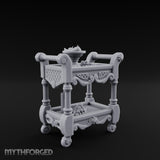 Fruit-Laden Scroll-Handled Noble Service Cart Miniature for Dungeons and Dragons, Pathfinder or other TTRPGs