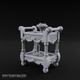 Fruit-Laden Scroll-Handled Noble Service Cart Miniature for Dungeons and Dragons, Pathfinder or other TTRPGs