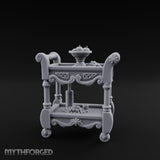 Fruit-Laden Scroll-Handled Noble Service Cart Miniature for Dungeons and Dragons, Pathfinder or other TTRPGs