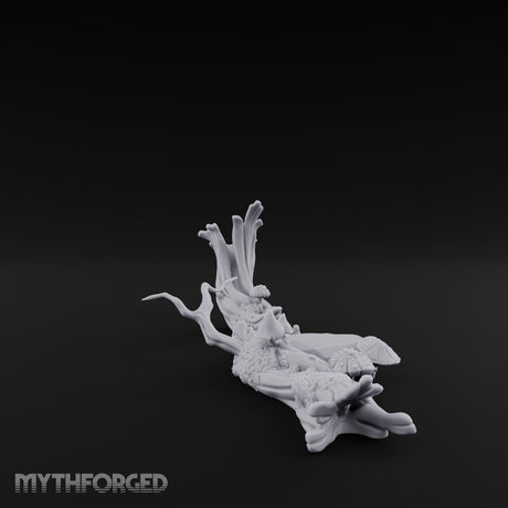 Fungus-Capped Branch-Splayed Fallen Log with Mushrooms Miniature for Dungeons and Dragons, Pathfinder or other TTRPGs