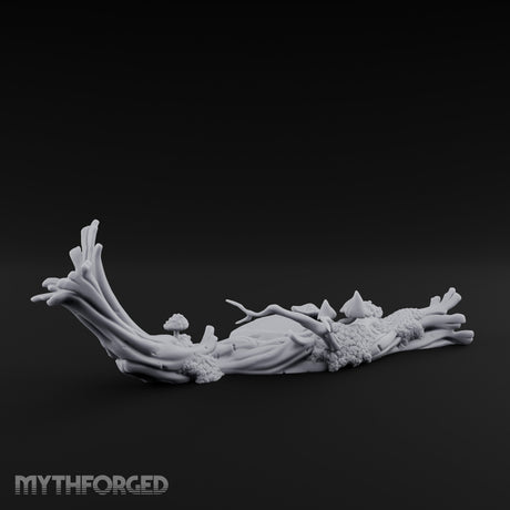 Fungus-Capped Branch-Splayed Fallen Log with Mushrooms Miniature for Dungeons and Dragons, Pathfinder or other TTRPGs