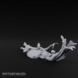 Fungus-Capped Branch-Splayed Fallen Log with Mushrooms Miniature for Dungeons and Dragons, Pathfinder or other TTRPGs
