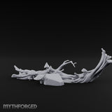Fungus-Capped Branch-Splayed Fallen Log with Mushrooms Miniature for Dungeons and Dragons, Pathfinder or other TTRPGs