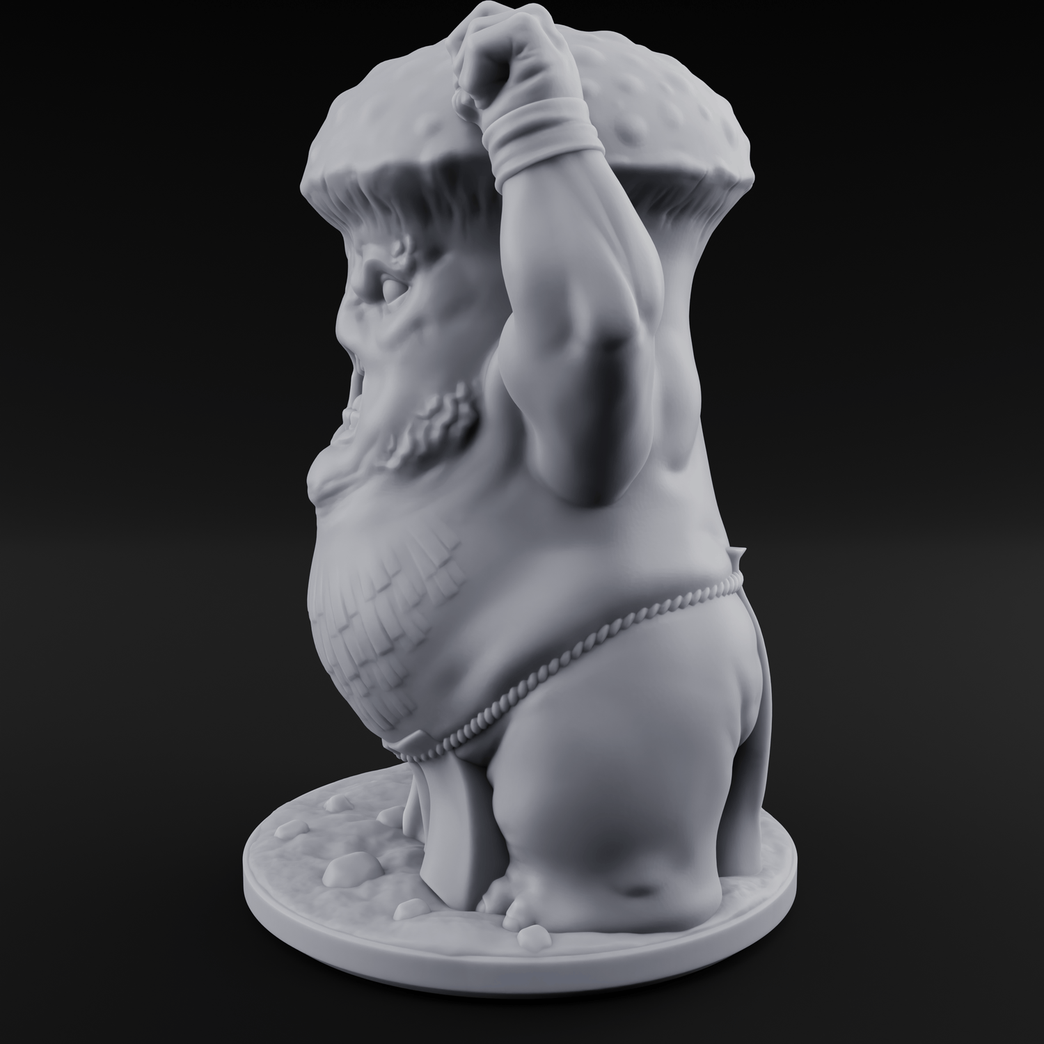 Fists Up Grumpy Myconid Brawler B Miniature for Dungeons and Dragons, Pathfinder or other TTRPGs