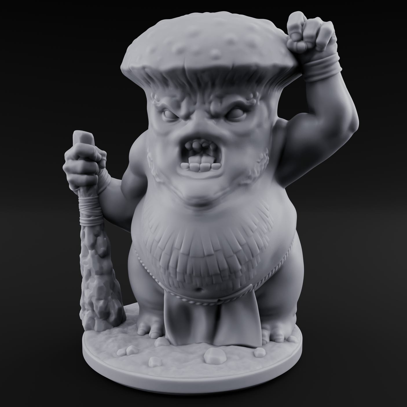 Fists Up Grumpy Myconid Brawler B Miniature for Dungeons and Dragons, Pathfinder or other TTRPGs