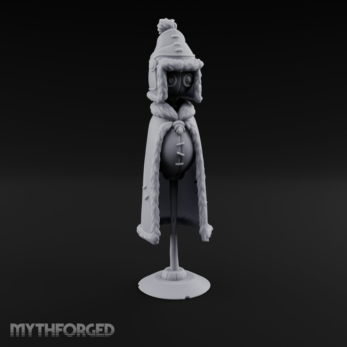 Fur-Trimmed Button-Eyed Clothing Mannequin Miniature for Dungeons and Dragons, Pathfinder or other TTRPGs