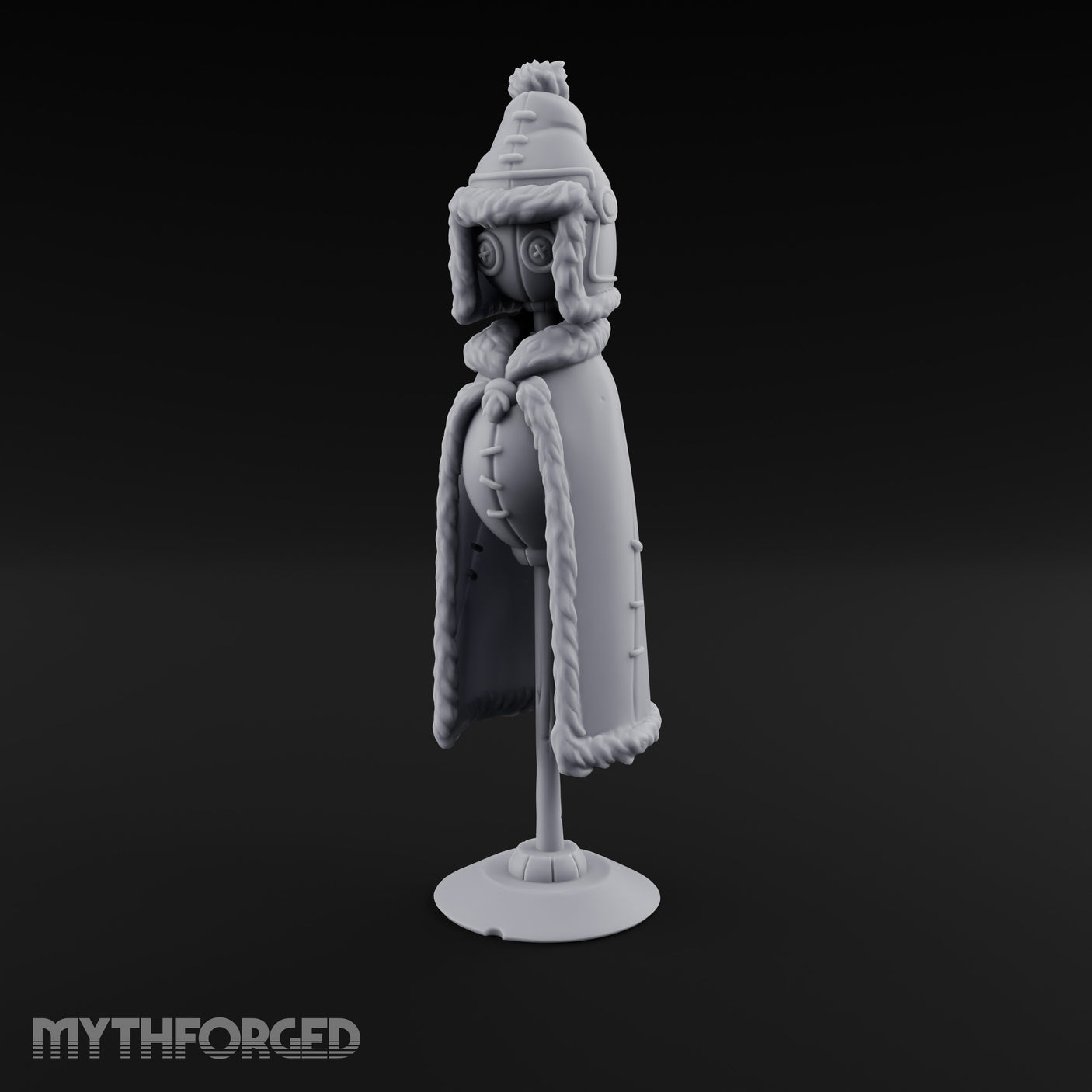 Fur-Trimmed Button-Eyed Clothing Mannequin Miniature for Dungeons and Dragons, Pathfinder or other TTRPGs