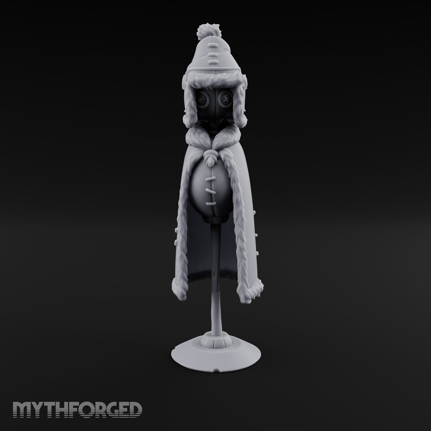 Fur-Trimmed Button-Eyed Clothing Mannequin Miniature for Dungeons and Dragons, Pathfinder or other TTRPGs