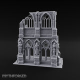 Gargoyle-Flanked Tracery-Windowed Gothic Cathedral Ruins Miniature for Dungeons and Dragons, Pathfinder or other TTRPGs