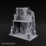 Gargoyle-Flanked Tracery-Windowed Gothic Cathedral Ruins Miniature for Dungeons and Dragons, Pathfinder or other TTRPGs