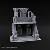 Gargoyle-Flanked Tracery-Windowed Gothic Cathedral Ruins Miniature for Dungeons and Dragons, Pathfinder or other TTRPGs