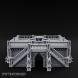 Gargoyle-Guarded Balustrade-Wrapped Gothic Fountain Plaza Miniature for Dungeons and Dragons, Pathfinder or other TTRPGs