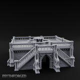 Gargoyle-Guarded Balustrade-Wrapped Gothic Fountain Plaza Miniature for Dungeons and Dragons, Pathfinder or other TTRPGs