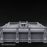 Gargoyle-Guarded Balustrade-Wrapped Gothic Fountain Plaza Miniature for Dungeons and Dragons, Pathfinder or other TTRPGs