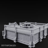 Gargoyle-Guarded Balustrade-Wrapped Gothic Fountain Plaza Miniature for Dungeons and Dragons, Pathfinder or other TTRPGs