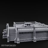 Gargoyle-Guarded Balustrade-Wrapped Gothic Fountain Plaza Miniature for Dungeons and Dragons, Pathfinder or other TTRPGs
