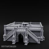 Gargoyle-Guarded Balustrade-Wrapped Gothic Fountain Plaza Miniature for Dungeons and Dragons, Pathfinder or other TTRPGs