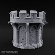 Gargoyle-Perched Battlement-Crowned Gothic Round Tower Ruins Miniature for Dungeons and Dragons, Pathfinder or other TTRPGs