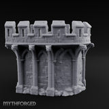 Gargoyle-Perched Battlement-Crowned Gothic Round Tower Ruins Miniature for Dungeons and Dragons, Pathfinder or other TTRPGs