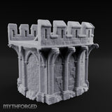 Gargoyle-Perched Battlement-Crowned Gothic Round Tower Ruins Miniature for Dungeons and Dragons, Pathfinder or other TTRPGs