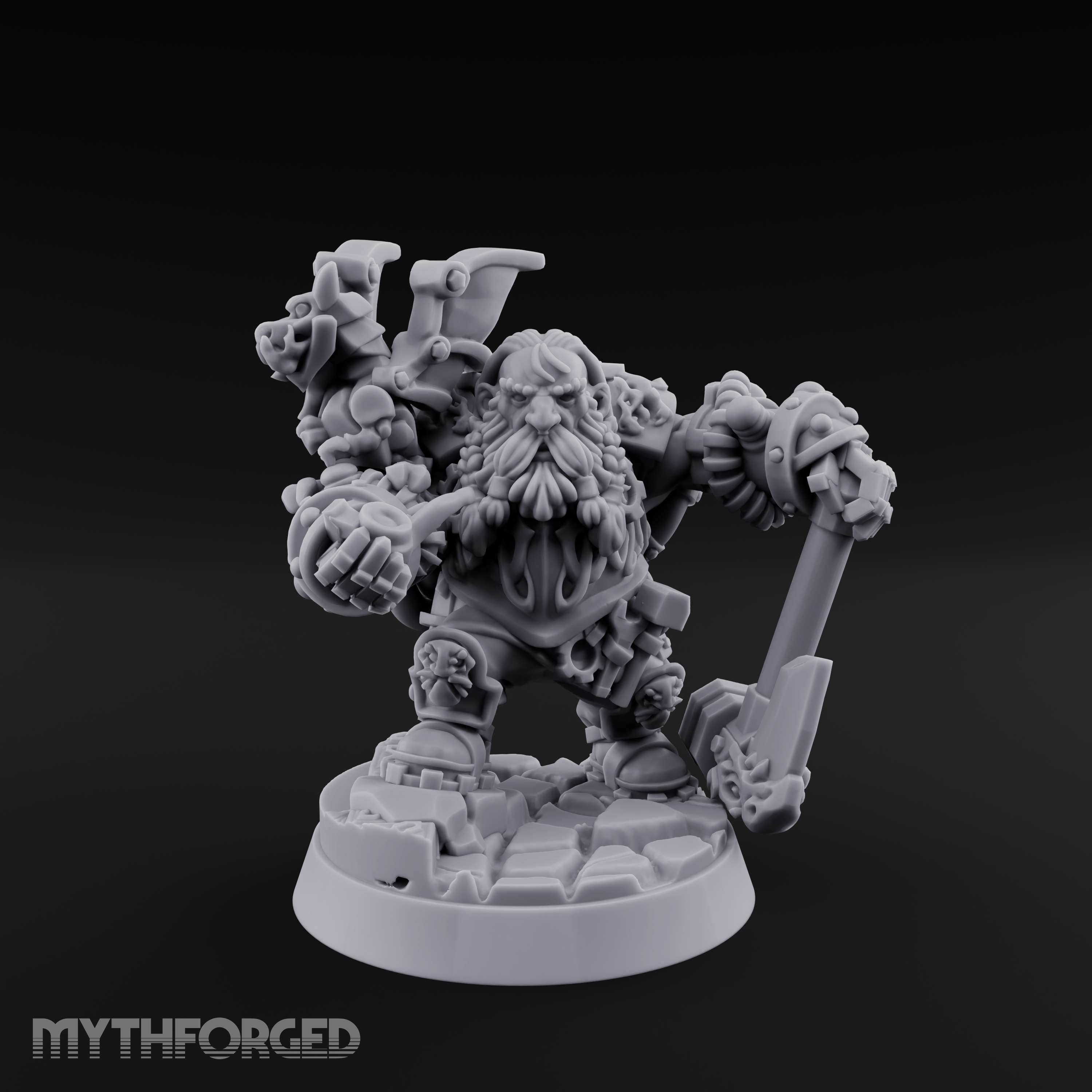 Arms Raised Bellowing Dwarf Artificer