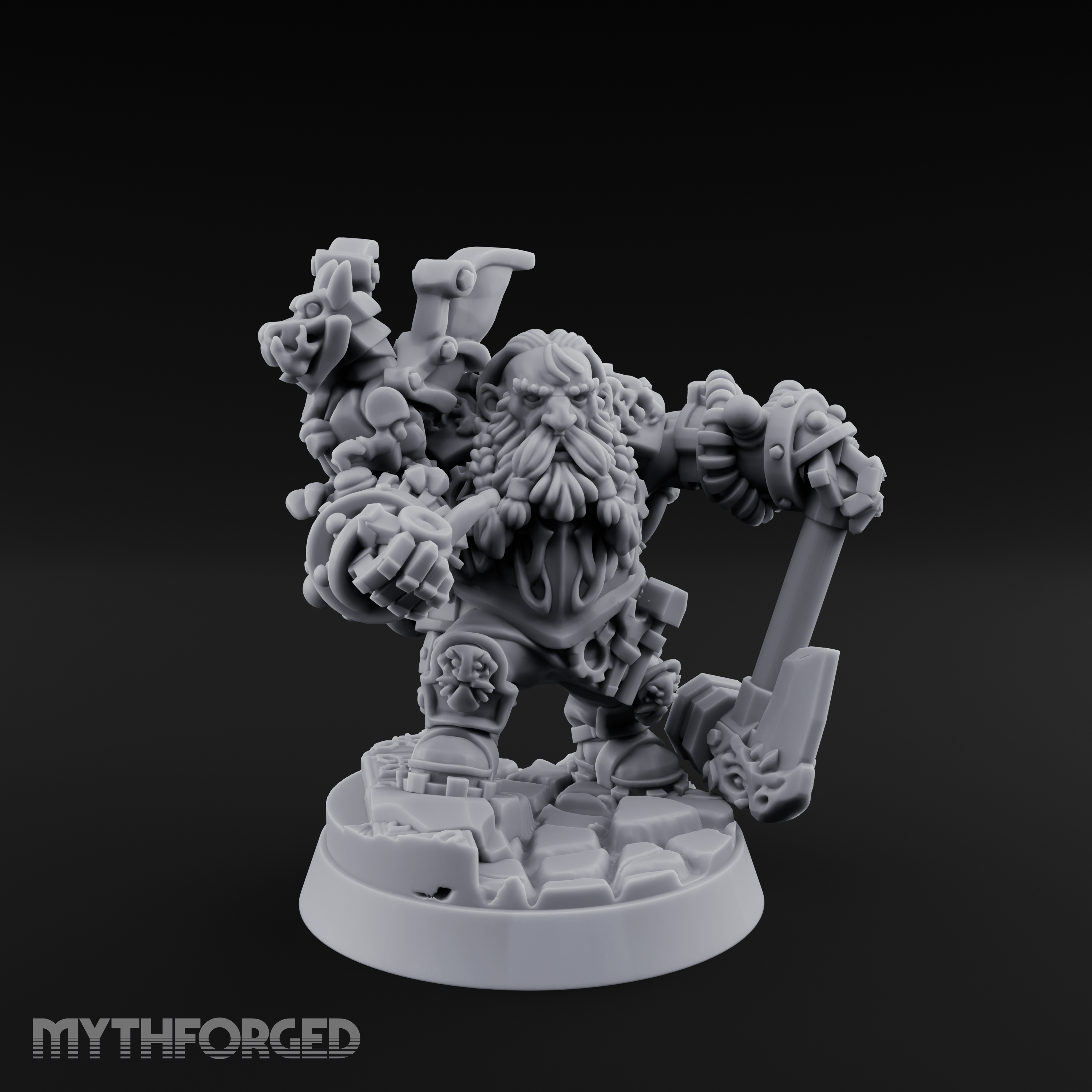 Arms Raised Bellowing Dwarf Artificer