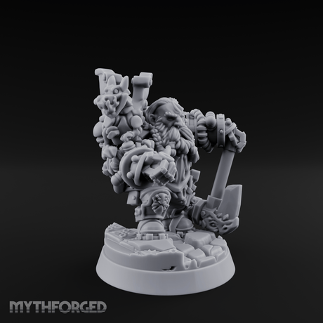 Arms Raised Bellowing Dwarf Artificer Miniature for Dungeons and Dragons, Pathfinder or other TTRPGs
