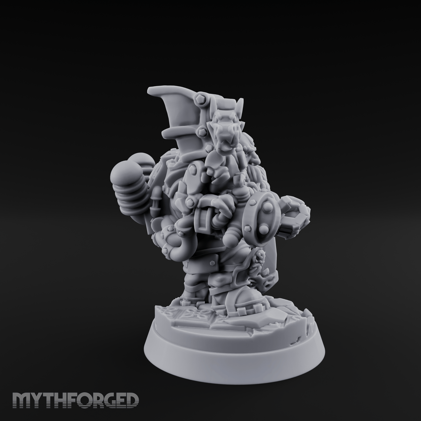Arms Raised Bellowing Dwarf Artificer Miniature for Dungeons and Dragons, Pathfinder or other TTRPGs