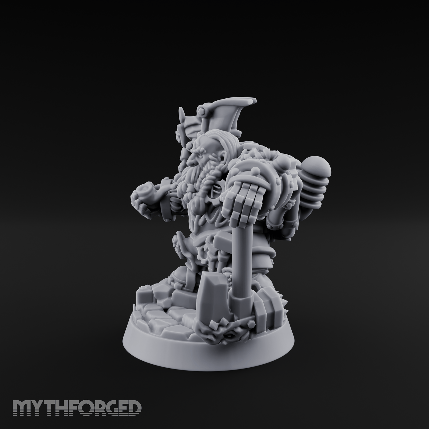 Arms Raised Bellowing Dwarf Artificer Miniature for Dungeons and Dragons, Pathfinder or other TTRPGs