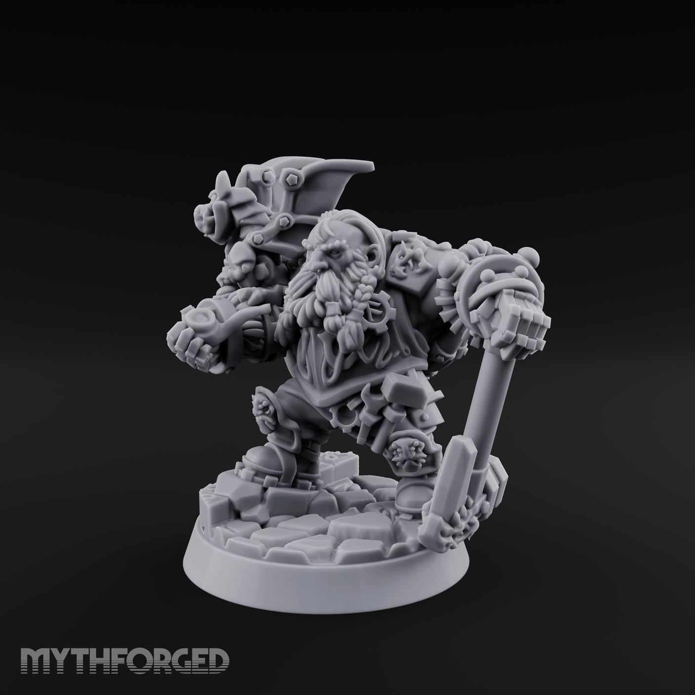 Arms Raised Bellowing Dwarf Artificer Miniature for Dungeons and Dragons, Pathfinder or other TTRPGs