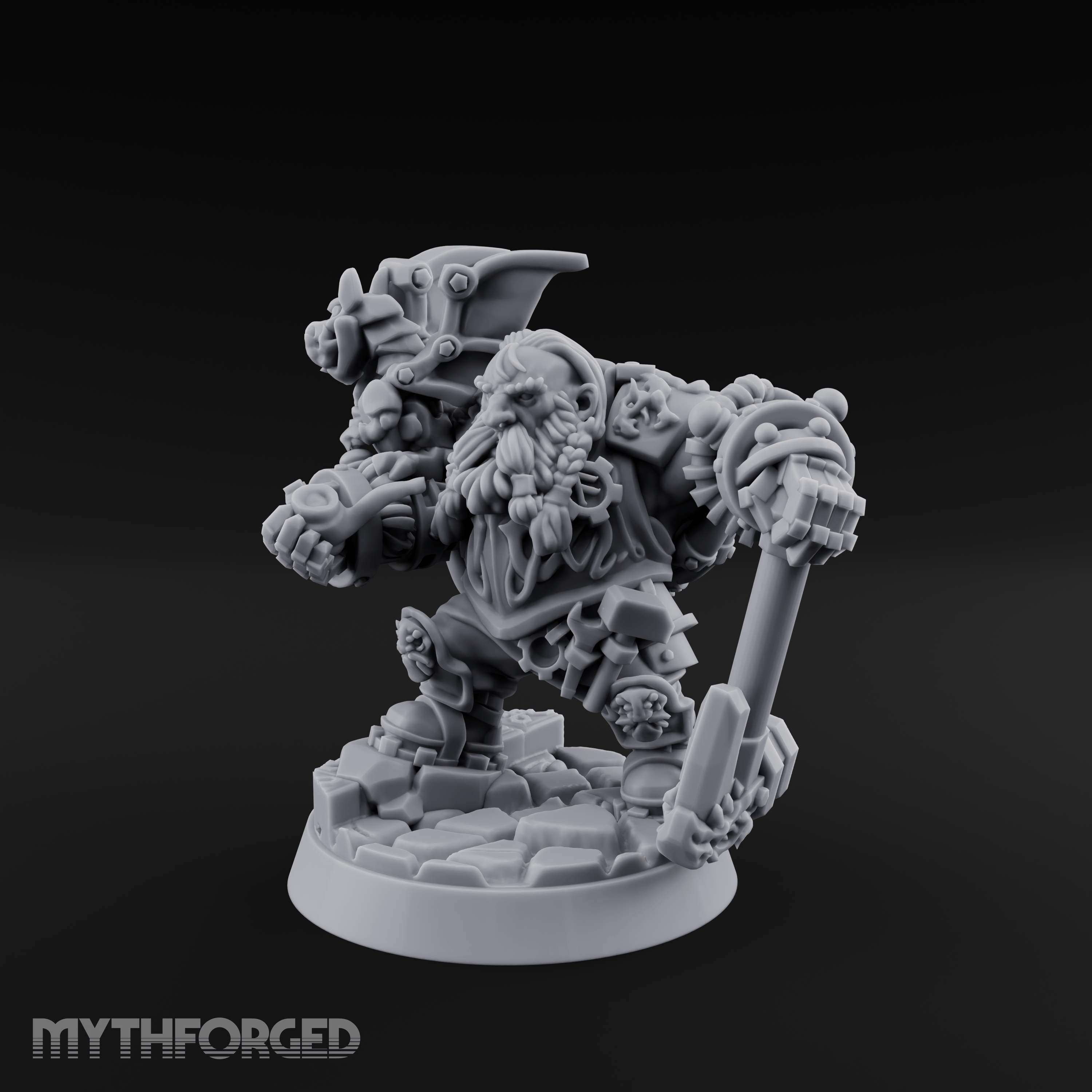 Arms Raised Bellowing Dwarf Artificer