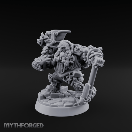 Arms Raised Bellowing Dwarf Artificer Miniature for Dungeons and Dragons, Pathfinder or other TTRPGs