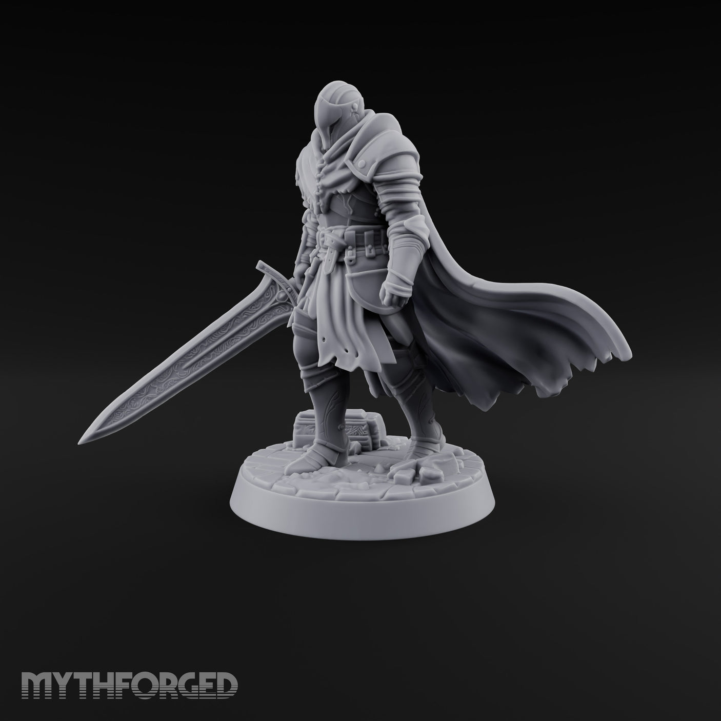 Standing His Ground Human Warrior Miniature for Dungeons and Dragons, Pathfinder or other TTRPGs