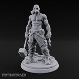 Gas Masked Hammer Dragging Human Brute Miniature for Dungeons and Dragons, Pathfinder or other TTRPGs
