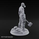Gas Masked Hammer Dragging Human Brute Miniature for Dungeons and Dragons, Pathfinder or other TTRPGs