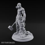 Gas Masked Hammer Dragging Human Brute Miniature for Dungeons and Dragons, Pathfinder or other TTRPGs