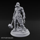 Gas Masked Hammer Dragging Human Brute Miniature for Dungeons and Dragons, Pathfinder or other TTRPGs