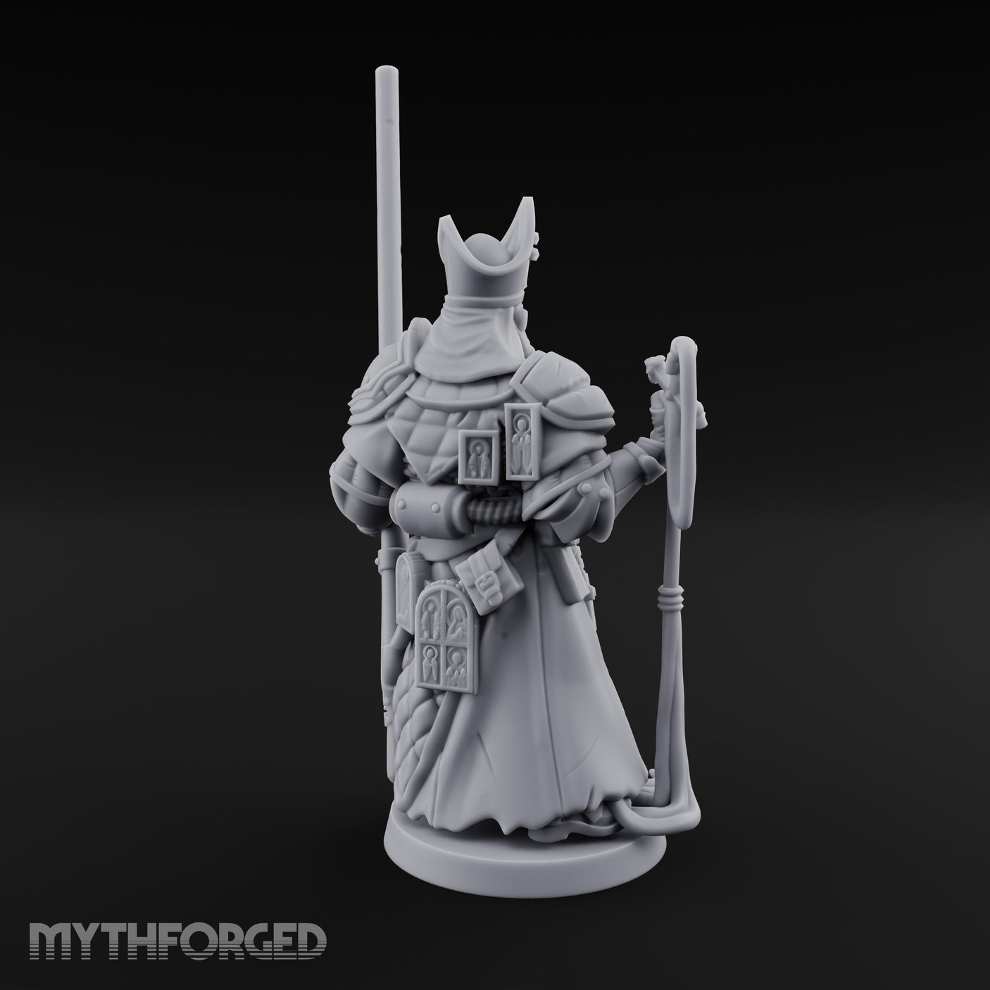 Gas Masked Punt Gun Toting Human Priest Miniature for Dungeons and Dragons, Pathfinder or other TTRPGs