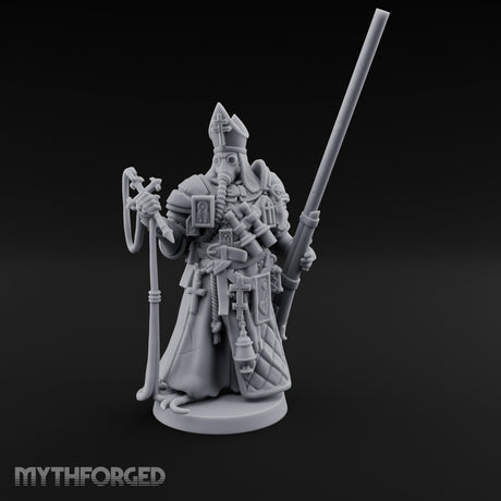 Gas Masked Punt Gun Toting Human Priest Miniature for Dungeons and Dragons, Pathfinder or other TTRPGs