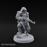 Gas Masked Rifle Advancing Human Shogunate Engineer Miniature for Dungeons and Dragons, Pathfinder or other TTRPGs
