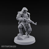 Gas Masked Rifle Advancing Human Shogunate Engineer Miniature for Dungeons and Dragons, Pathfinder or other TTRPGs