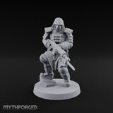 Gas Masked Rifle Advancing Human Shogunate Engineer Miniature for Dungeons and Dragons, Pathfinder or other TTRPGs