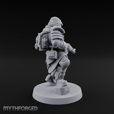 Gas Masked Rifle Advancing Human Shogunate Engineer Miniature for Dungeons and Dragons, Pathfinder or other TTRPGs