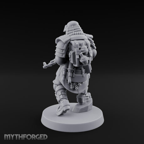 Gas Masked Rifle Advancing Human Shogunate Engineer Miniature for Dungeons and Dragons, Pathfinder or other TTRPGs