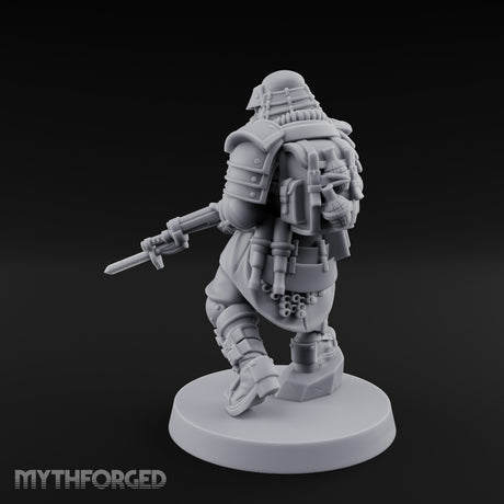 Gas Masked Rifle Advancing Human Shogunate Engineer Miniature for Dungeons and Dragons, Pathfinder or other TTRPGs