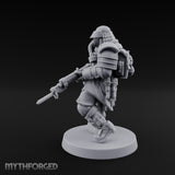 Gas Masked Rifle Advancing Human Shogunate Engineer Miniature for Dungeons and Dragons, Pathfinder or other TTRPGs